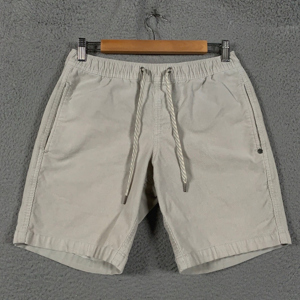 Vuori Optimist Shorts Men's Small S Tan Corduroy Elastic Waist Drawstring 8"